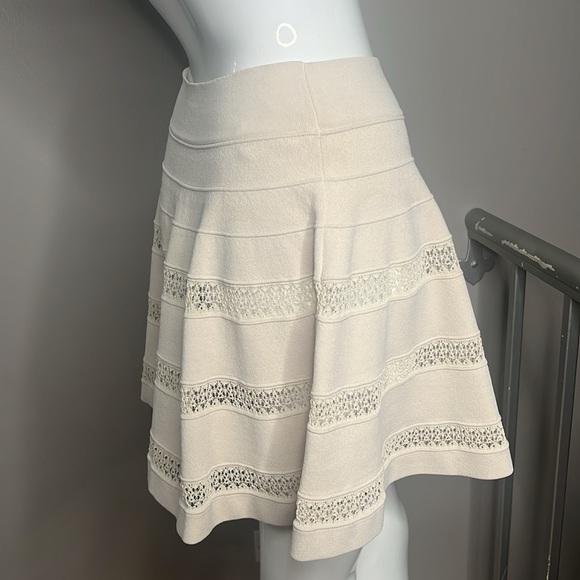 Alaïa Sz S Cream Knit Elastic Waist Skater Mini Skirt - Picture 1 of 6